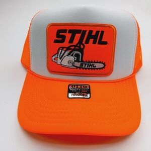 STIHL Patch On Orange and White Otto Mesh Snapback Foam Trucker Hat